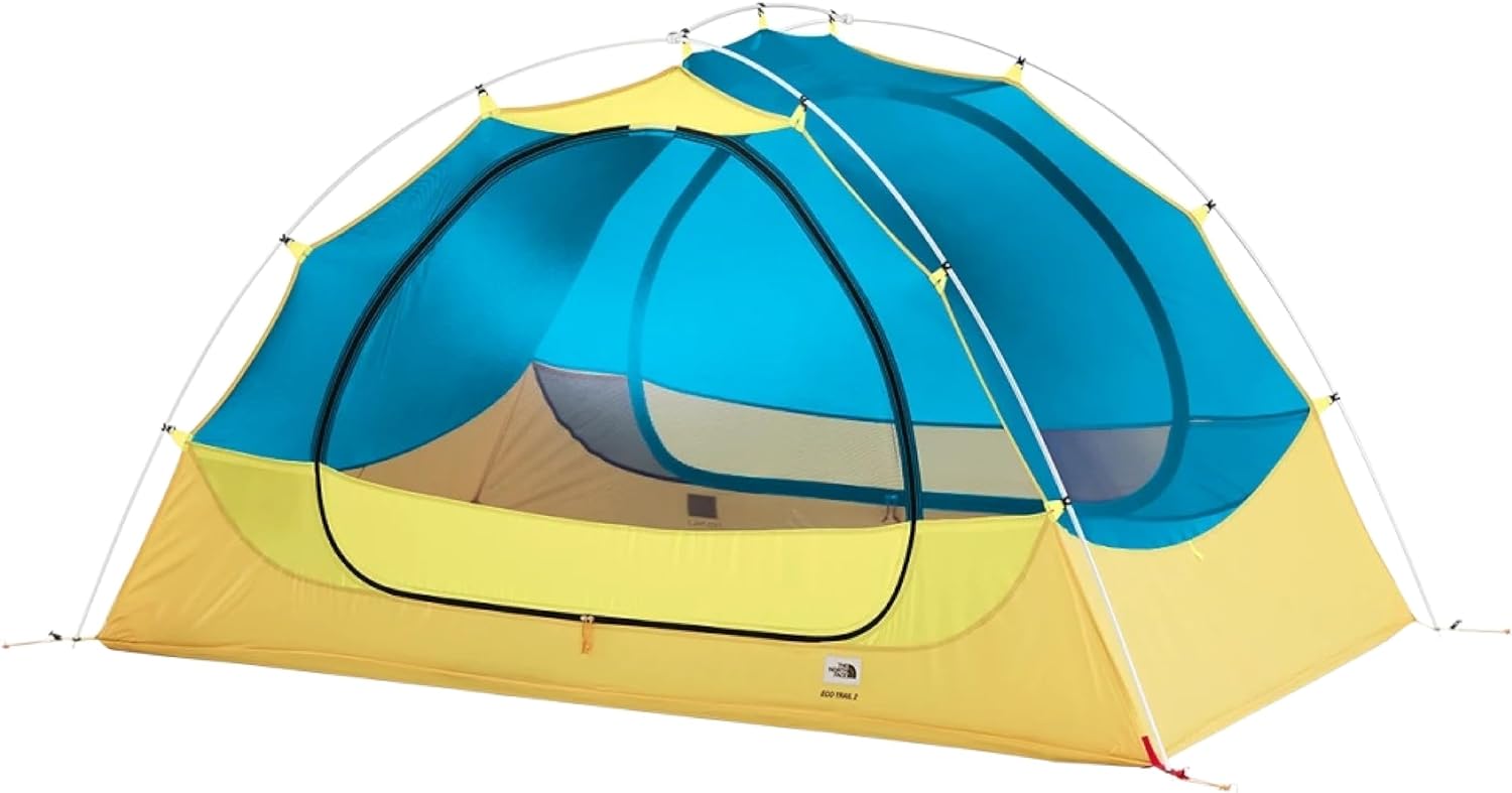 3. THE NORTH FACE Eco Trail 2 Person Tent, STINGER YELLOW/BLUE